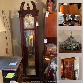 MaxSold Auction: This online auction features Roseville and McCoy pottery, vintage and antique furniture and lamps, record albums, framed art and prints, clocks, watches, jewelry, Swarovski crystal, tableware, stemware, Sewing kit, Dolls, China including Tiffany and much more!