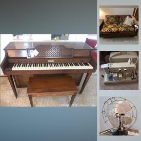 MaxSold Auction: This online auction features vintage furniture, vintage sewing machine, electronics, Baldwin piano, office furniture, upright freezer, lawnmower and much more.