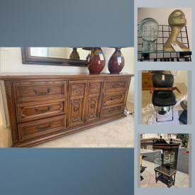 MaxSold Auction: This online auction features furniture, lamps, hairstyling chair, costume jewelry, electronics, antique display cabinet, light fixture and much more.