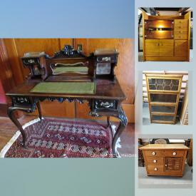 MaxSold Auction: This online auction features antique mahogany desk, antique foot-pump organ, MCM pottery, wooden sculpture, art glass, folk art, framed artwork, MCM furniture, Wicker furniture, teaspoon collection and much more!