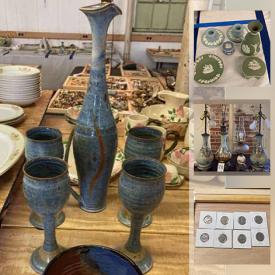 MaxSold Auction: This online auction features coin sets, Jade, sterling silver, Nippon, Wedgewood, vintage pyrex, pottery, Limoges, antique furniture and much more.