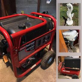 MaxSold Auction: This online auction features generators, Sea King 12ft boat, flat-screen TVs, Cuckoo clocks, furniture, electronics, media, Vintage toys, vacuum, marble slabs, tools, ladders, cement mixer, band saw, drill press and much more.