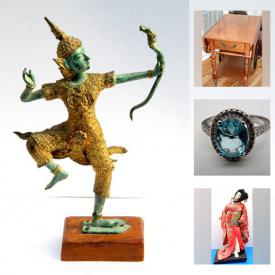 MaxSold Auction: This online auction features Bronze statue, cast iron mechanical bank, silver rings, Agate Geode, vintage coins & banknotes, costume jewelry, vintage Japanese Geisha doll, vintage Asian brass Alto-relief, Inuit art and much more!