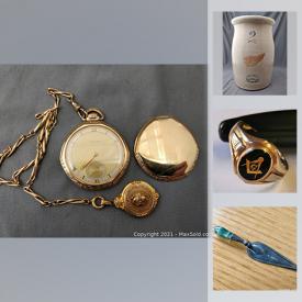 MaxSold Auction: This online auction features sterling silver jewelry, WWII art, gold rings, fine china, electronics, glass figures and statues, Union Pacific railroad cars, vintage and antique furniture and much more.