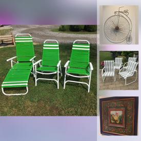 MaxSold Auction: This online auction features MCM Furniture & Decor, Swag light and Ceiling fixtures, Ukulele, Ikea Furniture, Brio Trains, Folk Art Signed Original Artwork, Art glass, Vintage movie projector, Jewelry, Artisan Pottery and Ceramics, Metal Bicycle wall art, Pop-up Gazebo, Tent, Outdoor Patio furniture and much more!