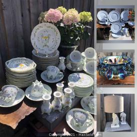 MaxSold Auction: This online auction features vintage Vintage Lissi Kaplan Porcelain service, Johnson Bros. China, Pashmina, Messenger Bag Purse, Vegan Backpack, Silk Scarves, Thai Pewter Stein, Wedgwood Bone China, vintage Harvest Carnival glass, Pink glass and much more!