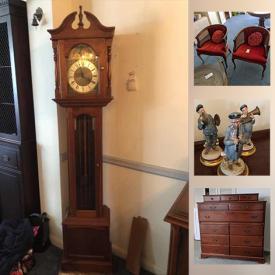 MaxSold Auction: This online auction features vintage furniture including Mersman, and Lewisburg, Outdoor & Patio Furniture, Oriental room screen, Art deco wall art, Asian china, Depression Glass, crystal, Grandmother clock, Musical figurines, weighted sterling and much more!
