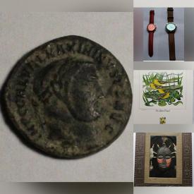 MaxSold Auction: This online auction features Bronze Vase, Watches, Stamps, Michael Warren Artwork, Sports Cards, Natural Amber Block, Vintage Books, Ancient Coins, Collector Plates and much more!