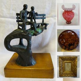 MaxSold Auction: This online auction features Wood Model Ships, art glass, cranberry glass, antique flow blue ware, Hummels, cast iron bank, Inuit soapstone carvings, Swarovski crystal figurines, oil lamps, antique postcards, antique barber chair and much more!