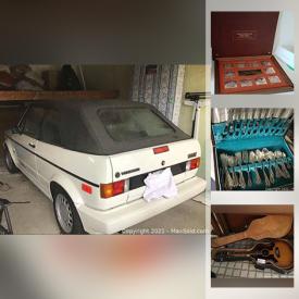 MaxSold Auction: This online auction features Volkswagen Golf Cabriolet., MCM furniture, guitar, jewelry, exercise equipment, patio furniture, small kitchen appliances, Stuart crystal, Grandfather clock, Cedar chest, toys, Saxophone, piano, bikes and much more!