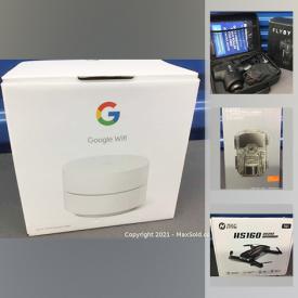 MaxSold Auction: This online auction features Google wifi, electronics, furniture, dash cams, projectors, computer equipment, drones, sewing machine, smartwatches and much more.