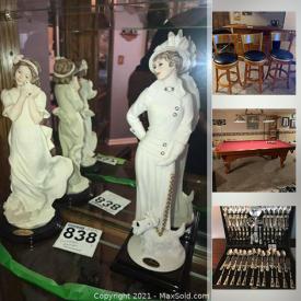 MaxSold Auction: This online auction features Deluxe furniture, Royal China, Porcelain figurines, electronics, home decor and apps, flatware, records, NASCAR and outdoor apps and much more.