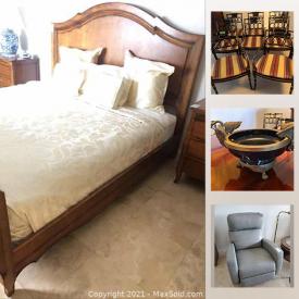 MaxSold Auction: This online auction features furniture such as formal dining table, leather recliner, and dressers, 57” Samsung TV, lamps, wall art, bedding, home decor, glassware, kitchenware and much more!