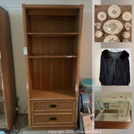 MaxSold Auction: This online auction features Lexington furniture bookcases, Camille china, ladies vintage coats, sewing machine and more!