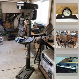 MaxSold Auction: This online auction features digital piano, Emerson radio, garden tools, drill press, antique furniture, Teak wall unit, Polaris telescope, record collection, antique sewing machine and much more!