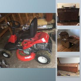 MaxSold Auction: This online auction features a riding lawnmower, teak dresser, electric mower, cabinets, building materials, garden decor, plants, cleaning supplies, glassware, kitchenware, kitchen table and chairs, small kitchen appliances, Rocket vacuum, Dyson fan and much more!