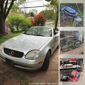 MaxSold Auction: This online auction features 1997 Mercedes Benz, exercise equipment, sports equipment, garden tools, power tools, small kitchen appliances, propane grill, bicycles, Bose speakers, 40” Samsung TV and much more!