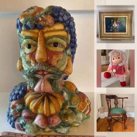 MaxSold Auction: This online auction features Majolica, exercise equipment, paintings, ceramics, glassware, furniture, kids toys, vintage and antique lamps, movie posters, Life-size Betty Boop statue and more.