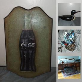 MaxSold Auction: This online auction features art glass lamp, antique furniture, Capodimonte Italy Chandelier, framed wall art, Inuit art, Hoselton Chrome sculptures, depression glass, vintage pyrex, Cookie Jar, Cranberry glass and much more!