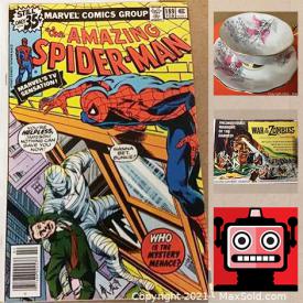 MaxSold Auction: This online auction features LPs, trading cards, comic books, slot racers, GI Joe figures, toys, containers, teacups, books, puzzles, posters, Star Wars collectibles, Wade dinosaur tea figurines, brass decor, Bill Eliot wristwatch, lucite hand mirror and much more!