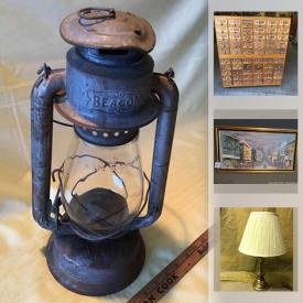 MaxSold Auction: This online auction features vintage railway lantern, vintage crystal, art pottery, vintage books, antique wall clock, Royal Winton Grimwades, collectible teacups, Brass Decor, TV, small kitchen appliances, carnival glass and much more!