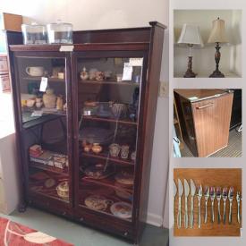 MaxSold Auction: This online auction features silverplate, vintage jewelry, furniture such as teak veneer MDM dressers, media center, display hutch, writing desk, and dresser, HP printer, mini-fridge, planters, Kenmore BBQ, glassware, books, lamps, wall art and much more!