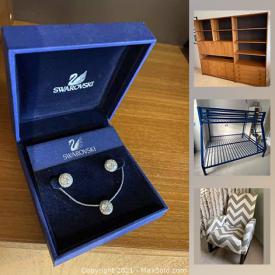 MaxSold Auction: This online auction features Bunk beds, Wall unit, Firepit, Jadeite, Mercury glass, Swarovski jewelry, and much more!