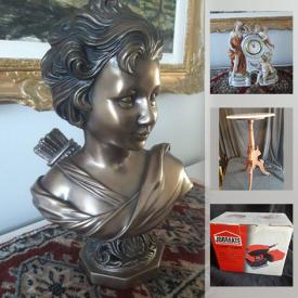 MaxSold Auction: This online auction features jewelry, art pottery, NIB power tools, framed wall art, unique table lamps,  collectible teacups, porcelain dolls, antique pewter art glass and much more!