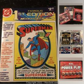 MaxSold Auction: This online auction features sports cards possibly basketball, hockey, football, or baseball from the ’90s to present, Roxx Hockey, Comics, Action Figures and much more!