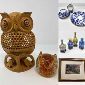 MaxSold Auction: This online auction features Blue & White Pieces, Art Glass, Sebastian Miniatures, Toby Mugs, Mexican Pottery, Porcelain Figures, Seminole Palmetto Dolls, African Sculptures, Doll Furniture, Artist-Made Necklaces, Collectible Coins. NIB Jewelry Sets and much more!