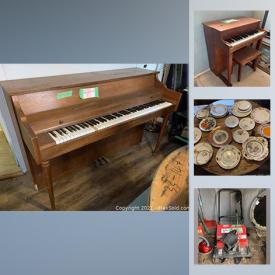 MaxSold Auction: This online auction features snowblower, toys, upright piano, collectible plates, collectible teacups, smokers table, gramophone, children size piano, wine cooler fridge and much more!