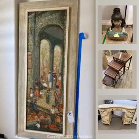 MaxSold Auction: This online auction features signed artwork, furniture, marble slabs, outdoor and sporting equipment, media, electronics, Apple charging tower, clothing, electronics, SONY, antique lamps, Lladro and more.