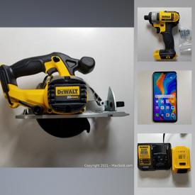 MaxSold Auction: This online auction features Dewalt tools, Huawei smartphone, sewing machine, google wifi, small kitchen appliances, Onson cordless vacuum, Razer gaming headphones, MSI motherboard, wireless controllers, gimbal, phone photographing lot, Huion tablet, pet feeding items, camping items, microphone kit, android tablet, hair remover, beauty items such as an anti-aging hot and color beauty care device and a Foreo Luna mini, Gameboy, Neewer Speedlite, ring lights and much more!