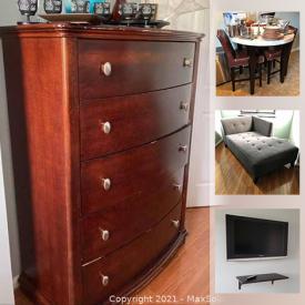 MaxSold Auction: This online auction features coffee tables, dining room table, sofas, fitness equipment, Broyhill bedroom furniture, electronics, Apple charging station, Bose stereo and much more.