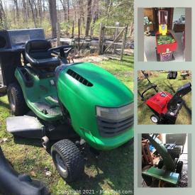 MaxSold Auction: This online auction features a John Deere Tractor, Pinball machines, gumball and vending machines. Snowblowers, lawnmowers, yard and garden care and grooming, barstools, fitness equipment and much more!