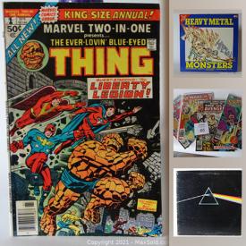 MaxSold Auction: This auction features metal and rock records, vases, mirrors, crystal, comics, jewelry, Jade, trading cards, artwork and much more.