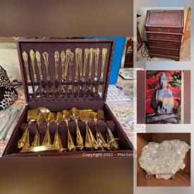 MaxSold Auction: This online auction features power & hand tools, woodworking tools, camping gear, CDs, leather couch, outerwear, printer, curved flatscreen TV, Crystals, art pottery, small kitchen appliances, power lift chair, fishing gear, costume jewelry, teapots and much more!