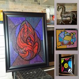 MaxSold Auction: This online auction features acrylic on canvas by Norval Morrisseau, Don Chase, Stephen Snake, framed and matted fine art prints by Norval Morriseau, Tom Thomson, Lawren Harris and more, bronze Trojan horse, 8 stick candleholder and much more!