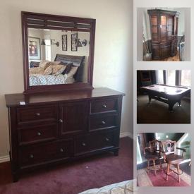 MaxSold Auction: This online auction features solid wood Furniture including King Sleigh bed, Dressers, Armoires, Dining room, Hutch Entertainment center, Farmhouse table, Plasma TV, Outdoor and Patio furniture, Bar, Air Hockey table and much more!