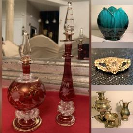 MaxSold Auction: This online auction features Blue Mountain Pottery, Men's Shoes, Area Rug, Brass Samovar. 925 Sterling Silver Jewelry, Depression Glass, Steins, Vintage Jewelry, Bell Collection, Brass Floor Lamp, Antique Brass Wall Art, Toys, Men's Women's & Boys Clothing and much more!