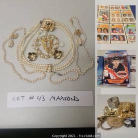 MaxSold Auction: This online auction features a treasure hunt of Pro Sports Trading Cards in large mixed lots, boxed, sleeved, in binders and Costume Jewelry bundles