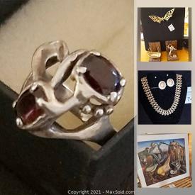 MaxSold Auction: This online auction features a vintage sideboard, paintings, stained glass lampshade, jewelry, plant stand, Durwood mirror, vintage clothing and shoes, bags, Birks fondue set, vintage Swarovski and much more!