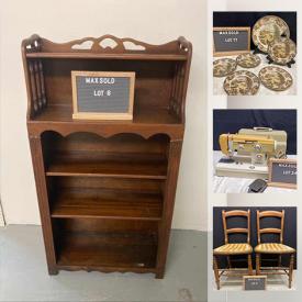 MaxSold Auction: This online auction features shelving units, salt & pepper shakers, sewing machine, craft supplies, vintage canning jars, vintage bottles, milk glass, collectible teacups, vintage trinket boxes and much more!