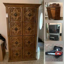 MaxSold Auction: This online auction features vintage and antique furniture, Fine china, Wall Art, Tons of Hand tools and Power Tools, Electronics, Cookware and much more.