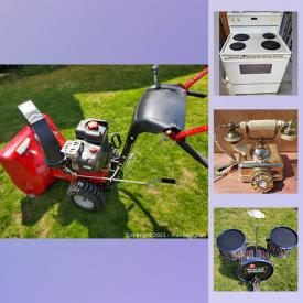 MaxSold Auction: This online auction features Turbo snowblower, ladders, antique patio furniture, lawnmower, tool boxes, legos, electronics, Mason jars, artwork, kitchen appliances, camping gear, yard tools, fireplace, drum set and much more.