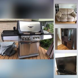 MaxSold Auction: This online auction features a multi-game unit, 42” LG TV, Frigidaire freezer, Broyhill entertainment cabinet, desk with chair, love seats, coffee tables, pedestal dining table, wall art, dishware, propane BBQ and much more!