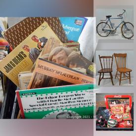 MaxSold Auction: This online auction features Coca-Cola collectibles, board games, Christmas decor, power yard tools, furniture such as coffee tables, kitchen table and chairs, badminton kit, glassware, records and much more!