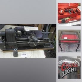 MaxSold Auction: This online auction features Metal Lathe, vintage glass, ceiling & hanging lights, violin, stamps, shop, vacuum, jewelry, sewing supplies, vintage Wade tea figurines, Bird decoys, Mantel clock, collectible teacups and much more!