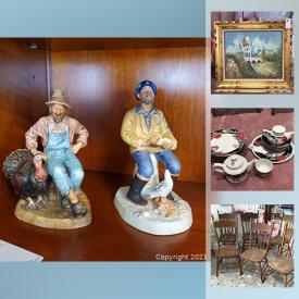 MaxSold Auction: This online auction features Sadler Steins, Mikasa China, silver-plated serving ware, Pink glassware, art glass, original oil paintings, Harlequin figurines, collector plates, Aboriginal art, TV, Brass figurines, Royal Doulton figurines, Hummels and much more!