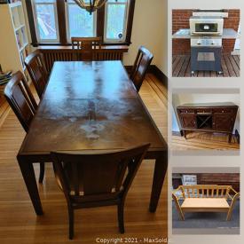 MaxSold Auction: This online auction features furniture such as dining table with chairs, dining hutch, an IKEA bed frame, Cuisinart BBQ, yard tools, glassware, renovation materials, wall decor, books, storage bins and much more!